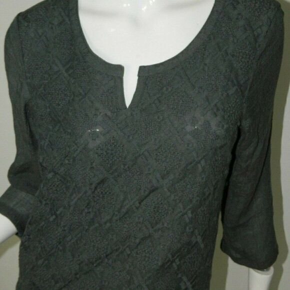 Monoreno Tunic Gray Embroidered Lightweight Cotton  Shirt‎ - Picture 6 of 10